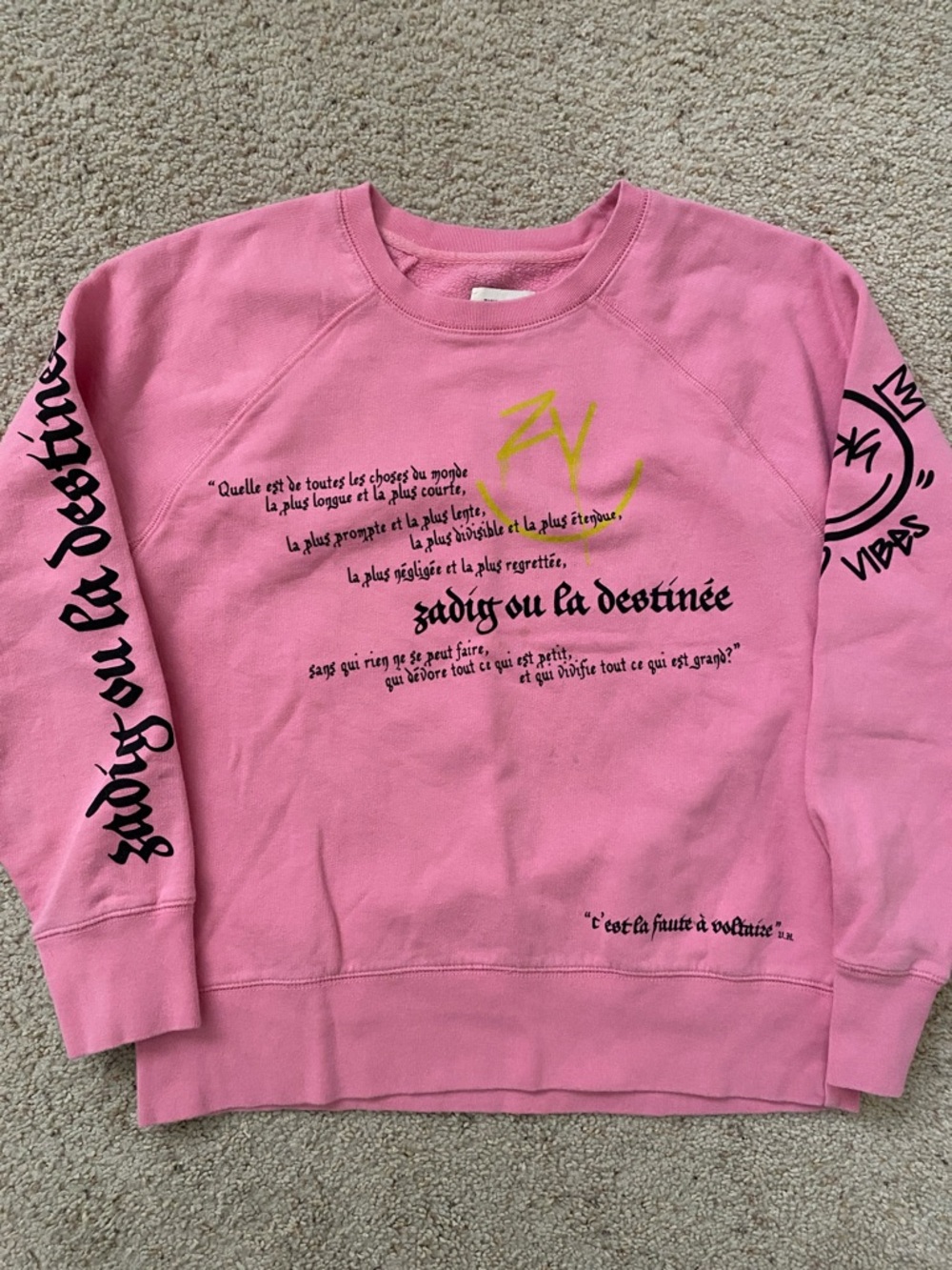 Zadig & Voltaire Pink “Good Vibes” Crewneck. M.